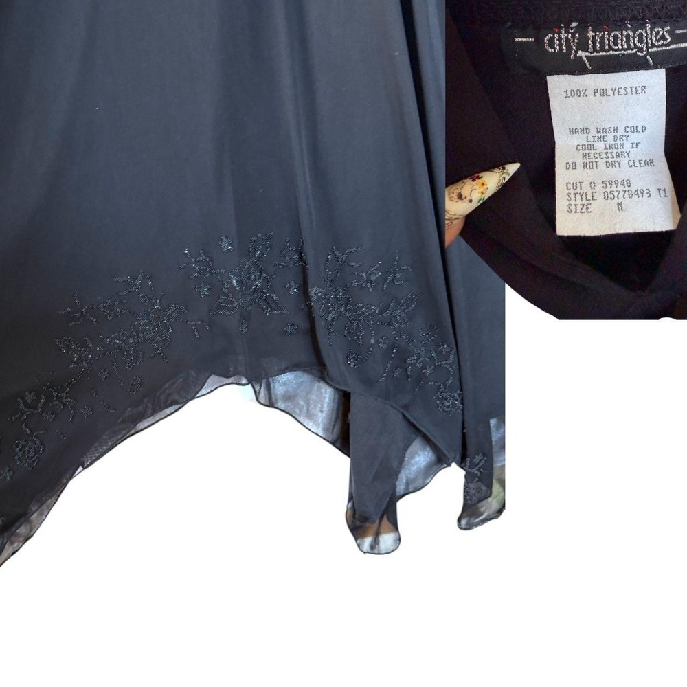Insane 90s Y2K City Triangles whimsigoth beaded prom midi dress S/M - Picture 6 of 6